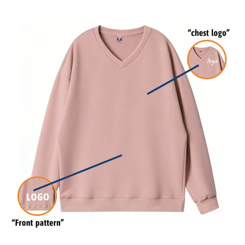 Custom V-Neck Long Sleeve Sweatshirt