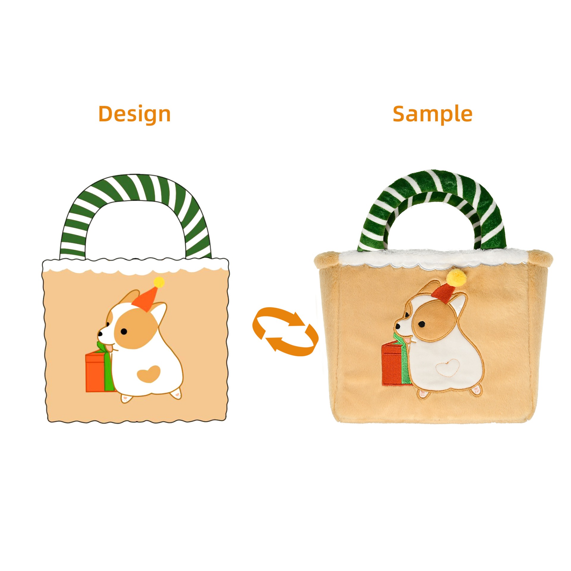 Christmas corgi plush handbag